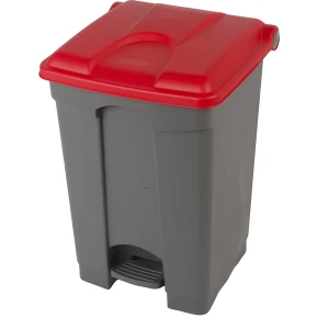 Probbax Treteimer, Volumen 45 l, BxHxT 410 x 600 x 400 mm, grau, Deckel rot
