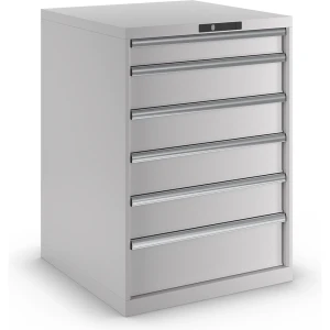 LISTA Schubladenschrank, Stahlblech, HxB 1000 x 717 mm, 6 Schubladen, lichtgrau