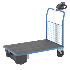 eurokraft pro Plattformwagen mit Elektroantrieb, 1 Gitter-Stirnwand, LxBxH 1570 x 800 x 1300 mm