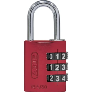 ABUS Cadeado de combinação de números, alumínio , com código regulável, 144/30, embalagem de 6 unid., vermelho, Cadeado de combinação de números,