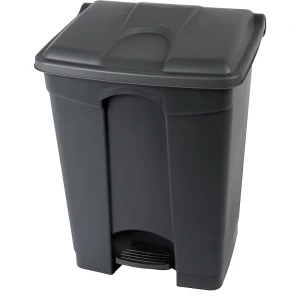 Probbax Coletor de lixo com pedal em material reciclado, antibacteriano , volume 70 l, AxLxP 673 x 420 x 495 mm, preto, a partir de 5 unid., Coletor