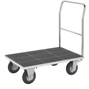 eurokraft pro Plattformwagen, Rohrschiebebügel, Luftreifen, LxB 1050 x 700 mm, verzinkt