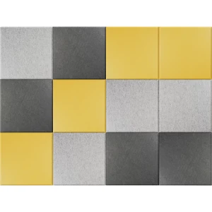 eurokraft basic Azulejo acústico de parede , AxL 300 x 300 mm, 4 unid. de cada cor em amarelo, cinzento claro, cinzento escuro, embalagem de 12 unid.,