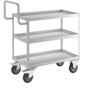 eurokraft pro ESD-Montagewagen, Ladeflächen mit Aufkantung, 3 Etagen