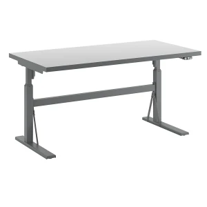 eurokraft pro Mesa de trabalho com regulação elétrica da altura, capacidade de carga 300 kg , altura 680 - 1165 mm, tampo em HPL branco, LxP 1600 x
