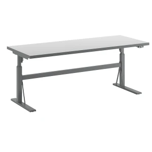 eurokraft pro Mesa de trabalho com regulação elétrica da altura, capacidade de carga 300 kg , altura 680 - 1165 mm, tampo em HPL branco, LxP 2000 x