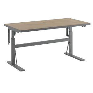 eurokraft pro Mesa de trabalho com regulação elétrica da altura, capacidade de carga 300 kg , altura 680 - 1165 mm, tampo em parquet de carvalho, LxP