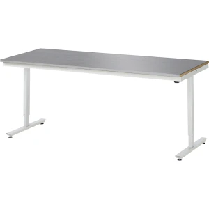 RAU Arbeitstisch, elektrisch höhenverstellbar - Tragkraft 150 kg, Edelstahlplatte, Höhe 720 - 1120 mm, BxT 2000 x 800 mm