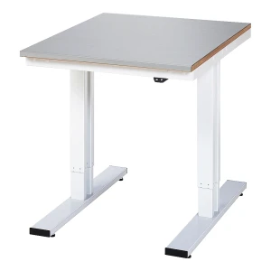 RAU Mesa de trabalho com regulação elétrica da altura, capacidade de carga 300 kg , altura 720 - 1120 mm, tampo em aço inoxidável, LxP 750 x 1000 mm,