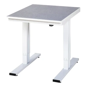 RAU Mesa de trabalho com regulação elétrica da altura, capacidade de carga 300 kg , altura 720 - 1120 mm, revestimento em linóleo, LxP 750 x 1000 mm,