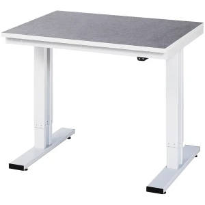 RAU Mesa de trabalho com regulação elétrica da altura, capacidade de carga 300 kg , altura 720 - 1120 mm, revestimento em linóleo, LxP 1000 x 800 mm,