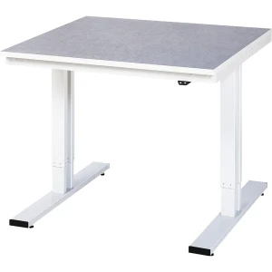 RAU Arbeitstisch, elektrisch höhenverstellbar - Tragkraft 300 kg, Höhe 720 - 1120 mm, Linoleumbelag, BxT 1000 x 1000 mm
