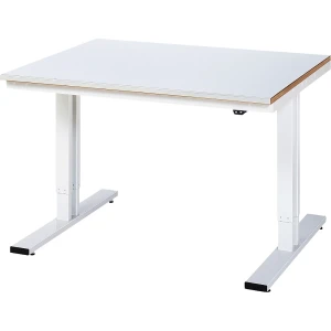 RAU Mesa de trabalho com regulação elétrica da altura, capacidade de carga 300 kg , altura 720 - 1120 mm, tampo em chapa de aço, LxP 1250 x 1000 mm,