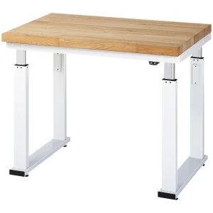 RAU Arbeitstisch, elektrisch höhenverstellbar - Tragkraft 600 kg, Höhe 740 - 1140 mm, Buchenplatte massiv, BxT 1000 x 700 mm