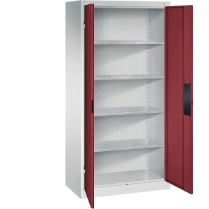 C+P Werkstatt-Schwerlastschrank, Breite 930 mm, Tiefe 500 mm, Tür rubinrot