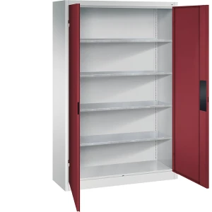 C+P Werkstatt-Schwerlastschrank, Breite 1200 mm, Tiefe 400 mm, Tür rubinrot