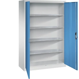 C+P Werkstatt-Flügeltürschrank, HxBxT 1950 x 1200 x 500 mm, lichtgrau / lichtblau