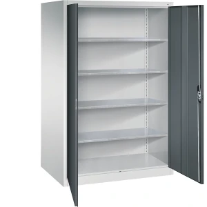 C+P Werkstatt-Flügeltürschrank, HxBxT 1950 x 1200 x 800 mm, lichtgrau / anthrazitgrau