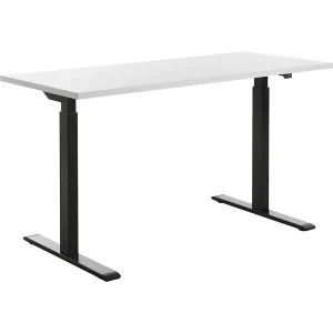 Topstar Secretária, regulável eletricamente em altura , reta, LxP 1400 x 600 mm, branco/preto, Secretária, regulável eletricamente em altura, reta,