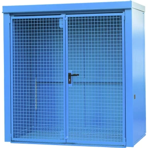 eurokraft pro Gasflaschencontainer, feuerbeständig, für 28 Flaschen mit Ø 230 mm, blau