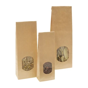 ratioform Blockbodenbeutel mit Fenster, aus Kraftpapier, OPP, LxB 250 x 80 mm, VE 500 Stk