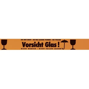 ratioform Signal-Warnband, Aufdruck Vorsicht Glas! Nicht werfen - nicht fallen lassen, VE 3 Stk, orange, ab 2 VE