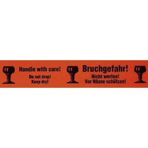 ratioform PVC-Warnklebeband, Aufdruck Bruchgefahr!/Handle with care!, Bandbreite 75 mm, VE 3 Stk, ab 5 VE