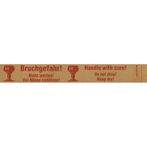 ratioform terra Papier-Warnband, Aufdruck Bruchgefahr! Handle with care!, VE 6 Stk, braun/rot, ab 100 VE