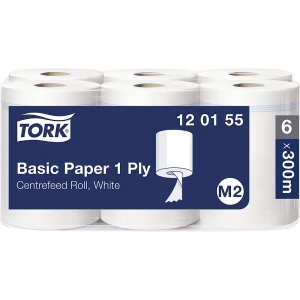 TORK Toalhetes de papel standard com desenrolamento interior , 1 folha, branco, embalagem de 6 rolos, qualidade universal, não perfurado, Toalhetes de