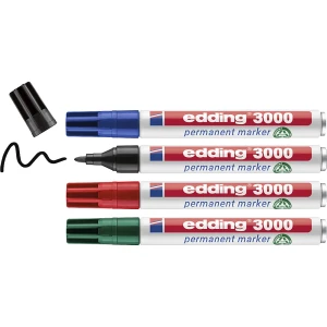 Permanentmarker edding® 3000, Strichstärke 1,5 - 3 mm, Set, farbig sortiert, ab 2 Stk kaiserkraft