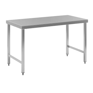 kaiserkraft Mesa de trabalho em aço inoxidável, altura de trabalho 850 mm, LxP 1400 x 700 mm, sem prateleira, Mesa de trabalho em aço inoxidável,