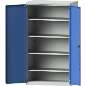 eurokraft pro Schwerlastschrank aus Stahl, 4 durchgehende Fachböden, lichtgrau/lichtblau