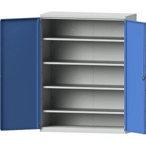eurokraft pro Schwerlastschrank JUMBO aus Stahlblech, 4 durchgehende Fachböden, lichtgrau/lichtblau