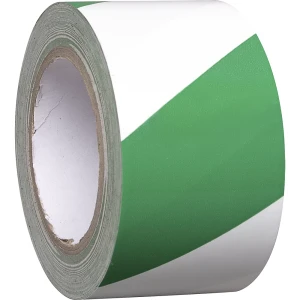 Moravia Bodenmarkierungsband aus Vinyl, zweifarbig, Breite 75 mm, grün / weiß, VE 8 Rollen