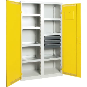 Umweltschrank mit Türlochung, HxBxT 1800 x 1000 x 500 mm, 7 Wannenböden, lichtgrau / signalgelb kaiserkraft