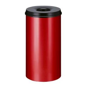 kaiserkraft Cesto de papéis de segurança, aço, autoextintor, volume 50 l, AxØ 625 x 335 mm, corpo vermelho / cabeça de extinção preta, Cesto de papéis