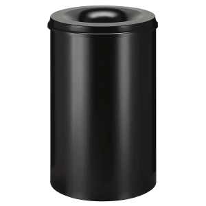 Sicherheitspapierkorb, Stahl, flammhemmend, Volumen 110 l, HxØ 720 x 470 mm, Korpus schwarz / Löschkopf schwarz kaiserkraft