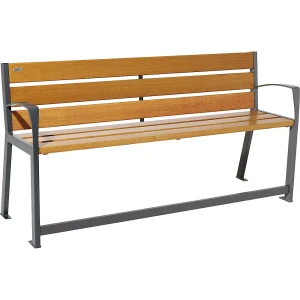 PROCITY Sitzbank SILAOS® aus Holz, mit Rückenlehne, Länge 1800 mm, mit Armlehnen, Eiche-Dekor hell
