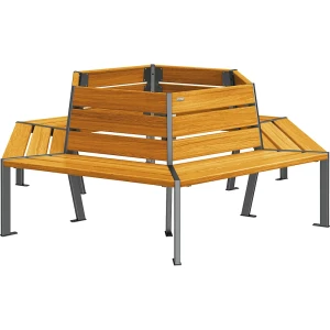 PROCITY Baumsitzbank SILAOS®, Höhe 821 mm, Länge 1929 mm, anthrazitgrau, Eiche-Dekor hell