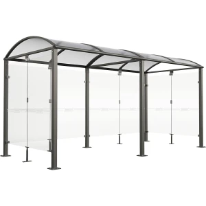 PROCITY Cobertura para bicicletas com vidro , modelo básico + ampliação com paredes laterais/traseira, cinzento antracite, Cobertura para bicicletas