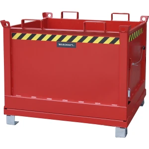 eurokraft pro Recipiente com fundo de abrir , capacidade 0,75 m³, vermelho fogo RAL 3000, Recipiente com fundo de abrir, capacidade 0,75 m³, vermelho