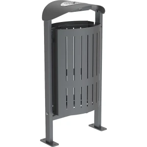 PROCITY Caixote do lixo SILAOS® com cinzeiro , chapa de aço, placa de solo, cinzento, Caixote do lixo SILAOS® com cinzeiro, chapa de aço, placa de