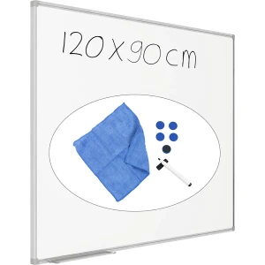 eurokraft basic Whiteboard-Sets inkl. Zubehör, Stahlblech, lackiert, BxH 1200 x 900 mm