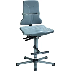 bimos Cadeira de trabalho giratória SINTEC , mecanismo síncrono, armação em tubo de aço com cinco pés com patins e apoio para subir, Cadeira de
