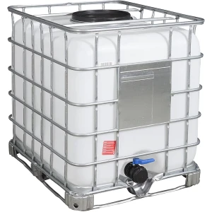 kaiserkraft Depósito IBC RECOBULK, volume 1000 l, sobre palete com armação de aço, abertura DN 400 mm/saída DN 80 mm, Depósito IBC RECOBULK, volume