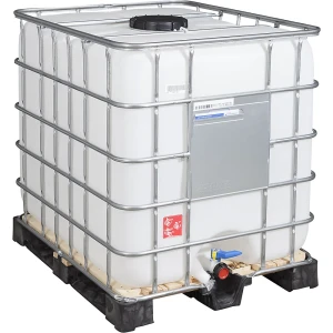kaiserkraft Depósito IBC RECOBULK, volume 1000 l, sobre palete de madeira, abertura DN 225 mm/saída DN 50 mm, Depósito IBC RECOBULK, volume 1000 l,