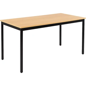 eurokraft basic Mesa multiusos , retangular, LxA 1400 x 740 mm, profundidade 700 mm, tampo imitação de faia, armação preta, Mesa multiusos,