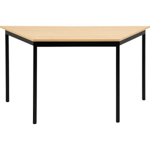 eurokraft basic Mehrzwecktisch, trapezförmig, HxBxT 740 x 1400 x 700 mm, Platte Buche-Dekor, Gestell schwarz