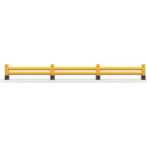 Ampere Rack Mammut Rammschutzbarriere, Höhe 650 mm, Doppelplanke, Länge 8 m, verkehrsgelb