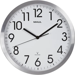 Wanduhr MAULmove, Aluminium gebürstet, Ø 305 mm, Funkuhrwerk